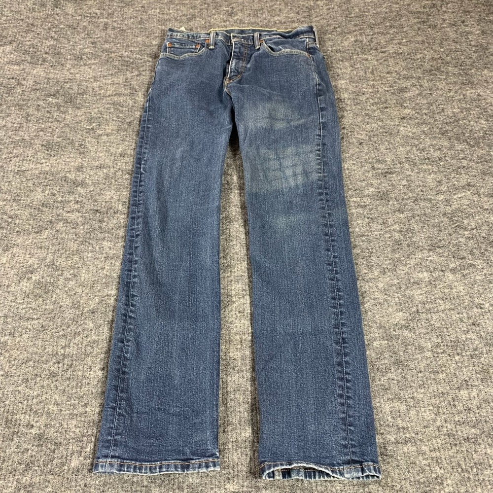 Levis 514 Jeans Mens‎ 32 Fits 30x32 Blue Denim Straight Leg Faded Cotton Blend